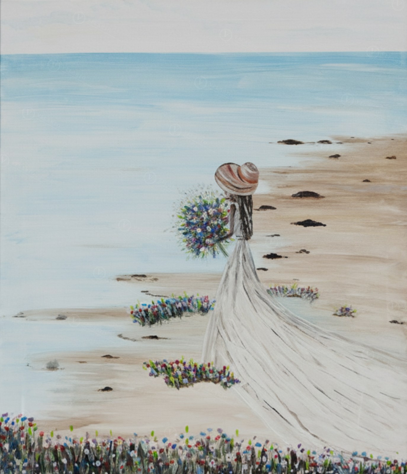 „Blumen für den Horizont“ – Acryl auf Leinwand von Katja Hellweg