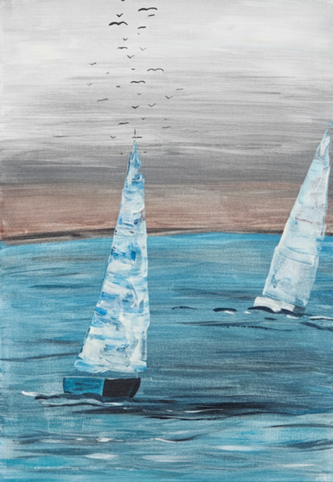 „Segel der Sehnsucht“ – Acryl auf Leinwand von Katja Hellweg