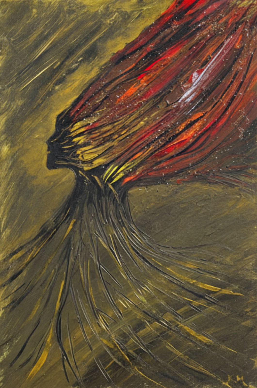 „Feuerseele“ – Acryl auf Leinwand von Katja Hellweg
