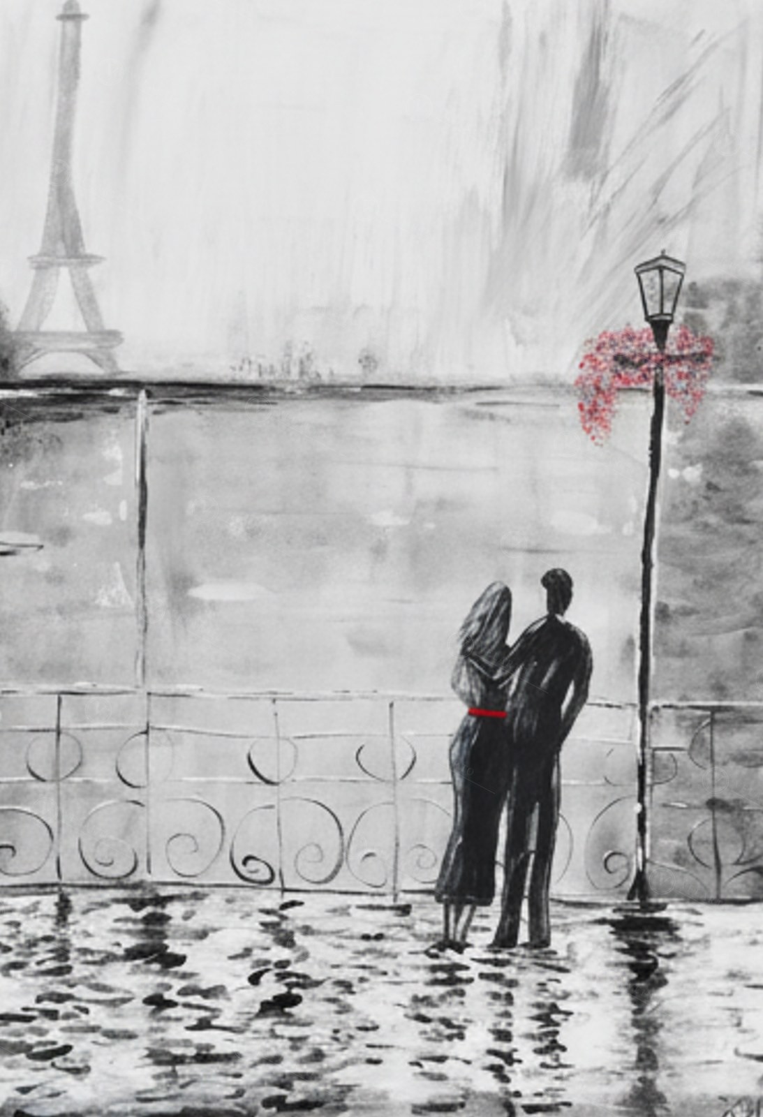 „Unter dem Himmel von Paris“ – Acryl auf Leinwand von Katja Hellweg