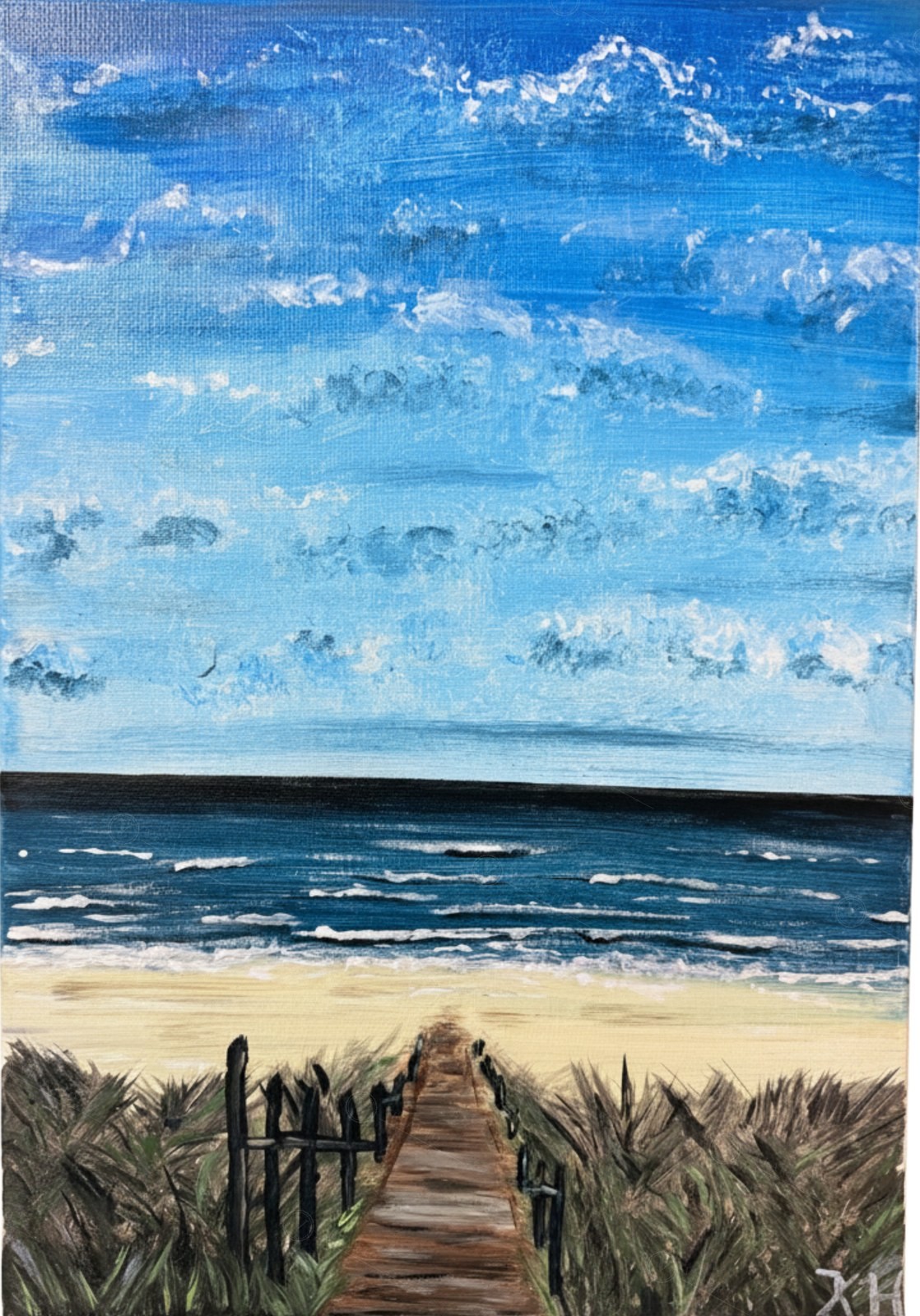 „Wo Himmel und Meer miteinander flüstern“ – Acryl auf Leinwand von Katja Hellweg