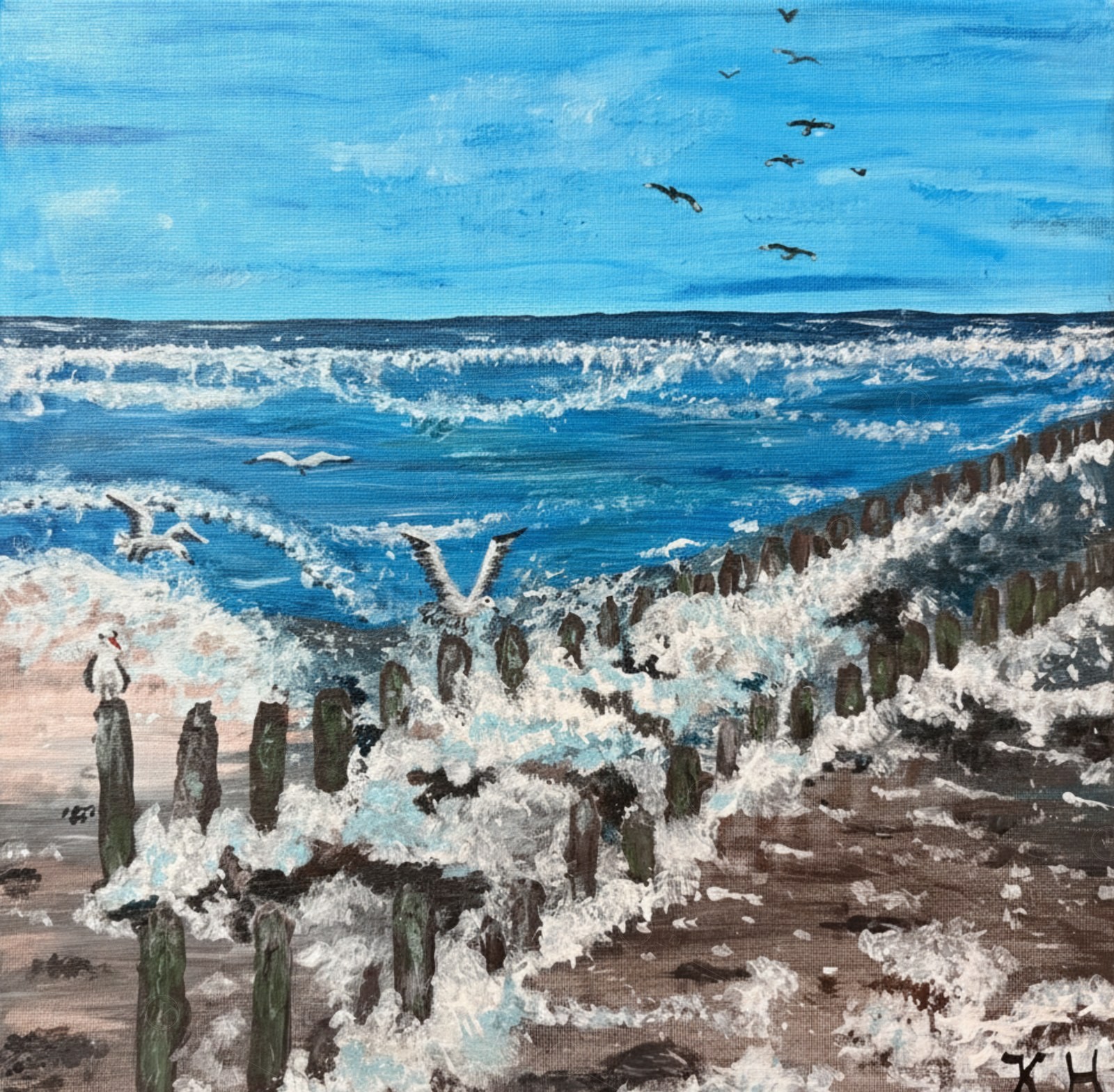 „Die Sprache des Meeres“ – Acryl auf Leinwand von Katja Hellweg