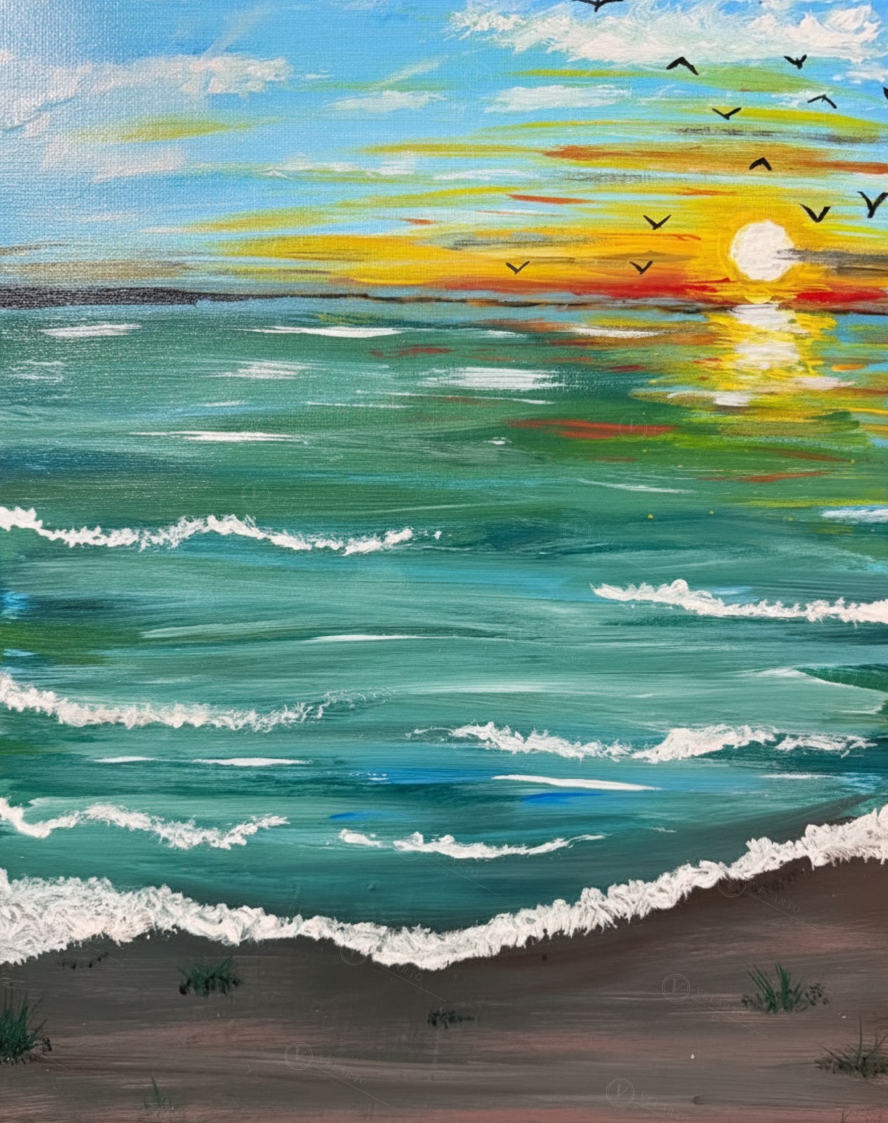 „Das goldene Flüstern des Abends“ – Acryl auf Leinwand von Katja Hellweg