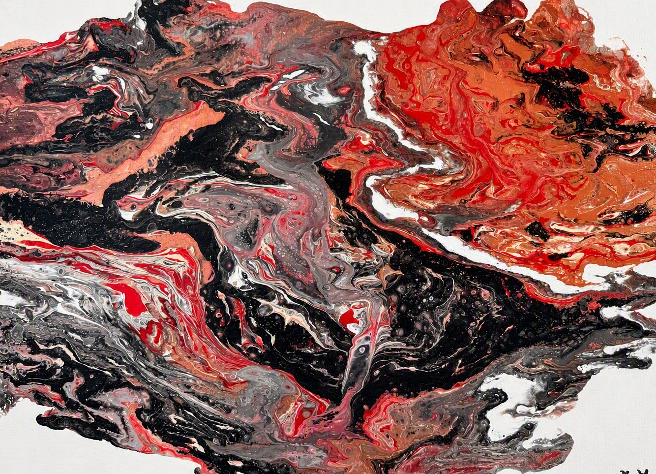 „Wo das Feuer die Dunkelheit berührt“ – Acryl auf Leinwand von Katja Hellweg